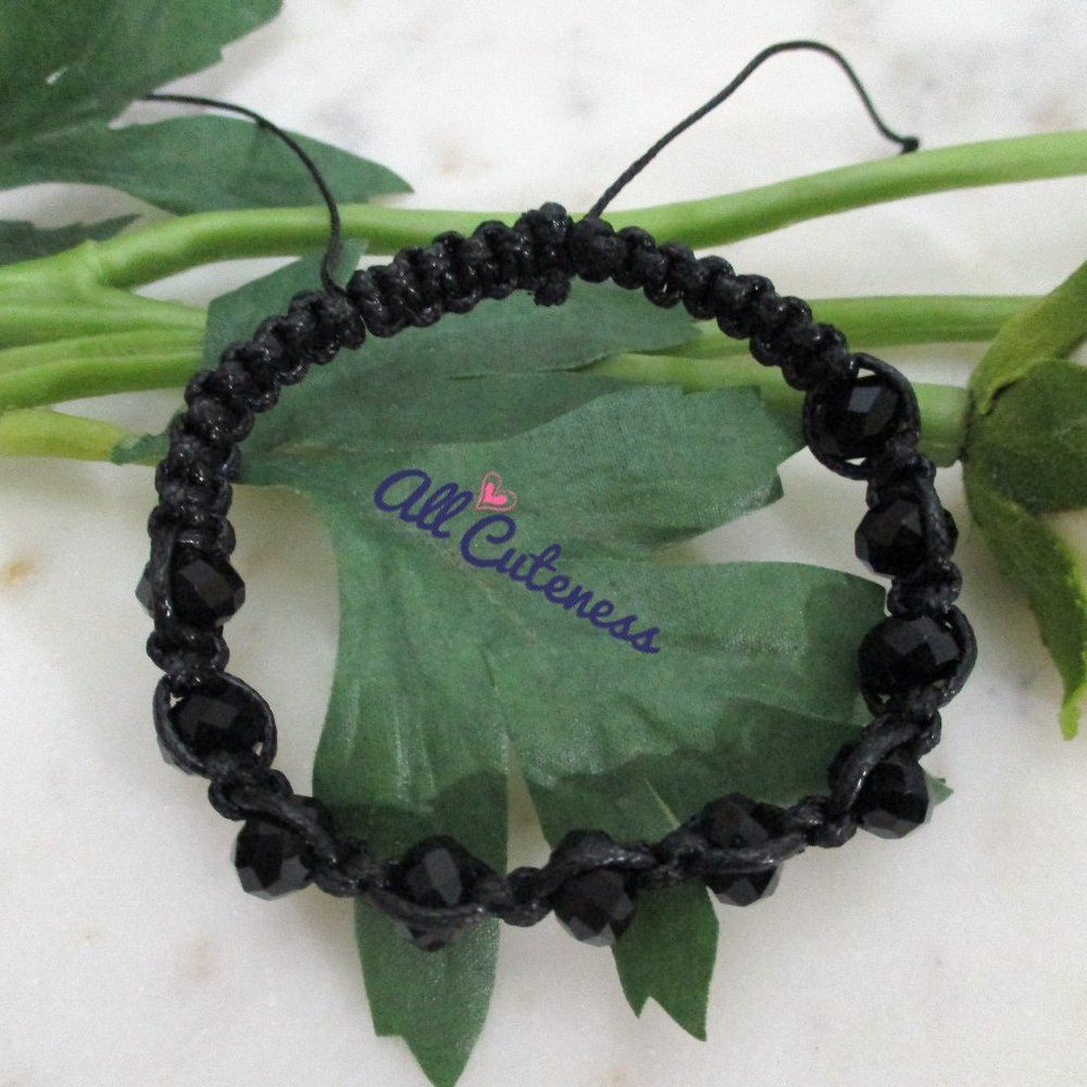 Black Beaded Adjustable Bracelet